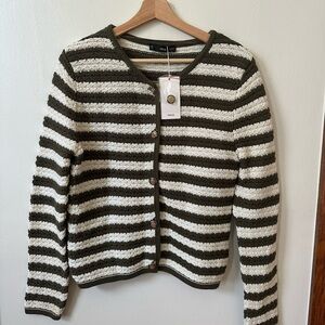 Mango Olive and Cream Striped Cardigan